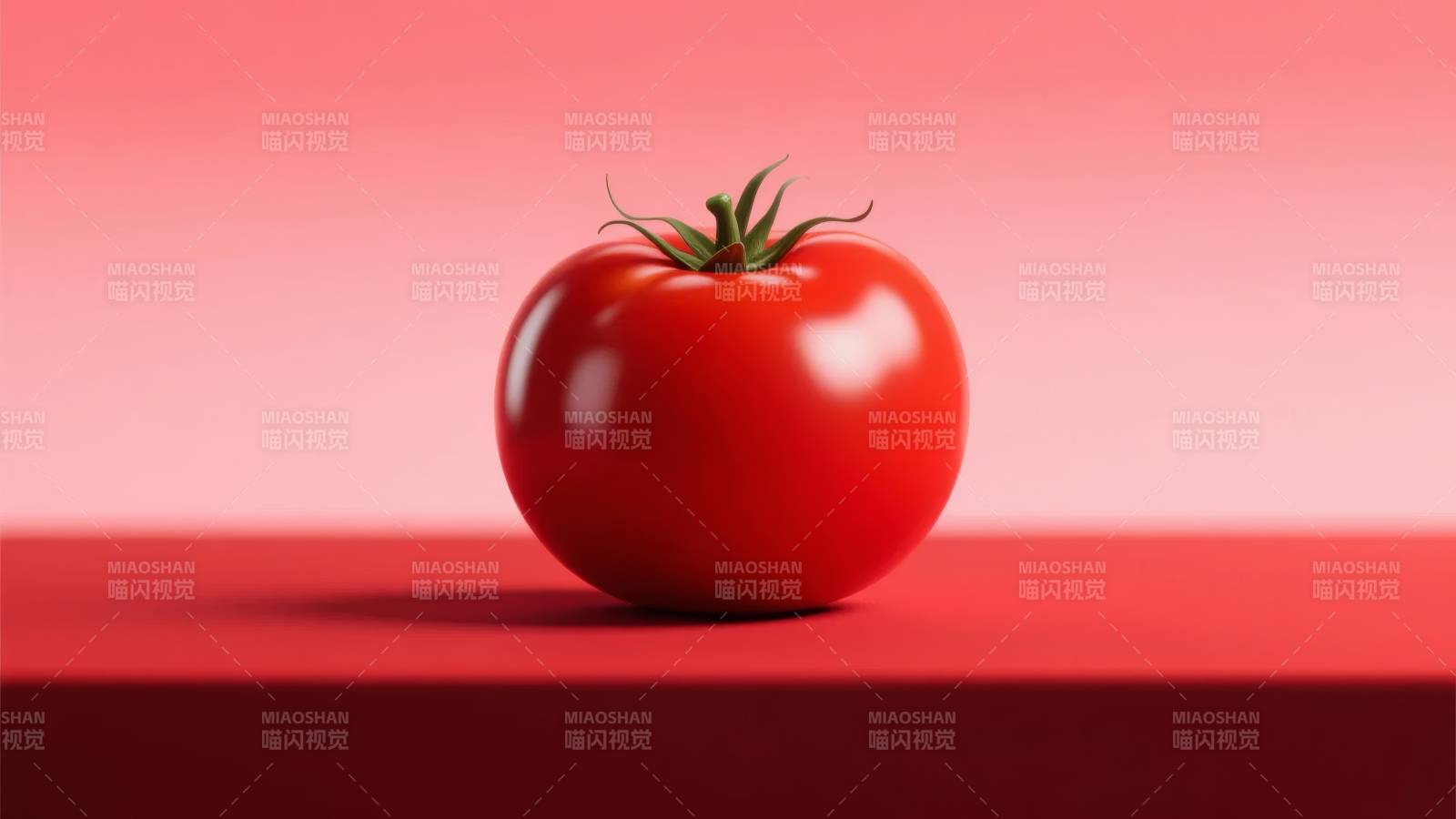 红番茄静置红色背景图片