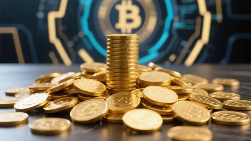 比特币金币堆叠图片