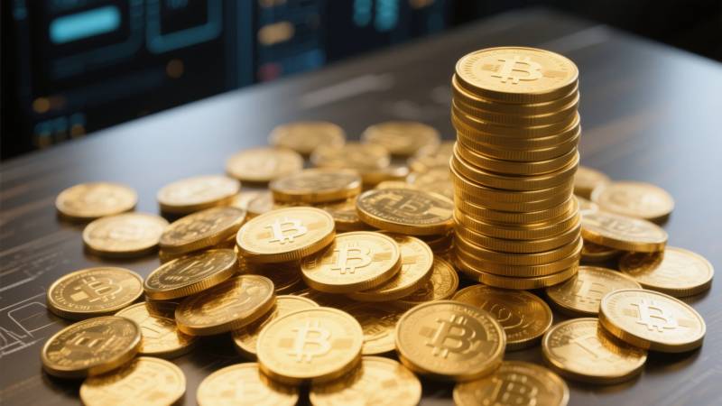 比特币金币堆叠图片