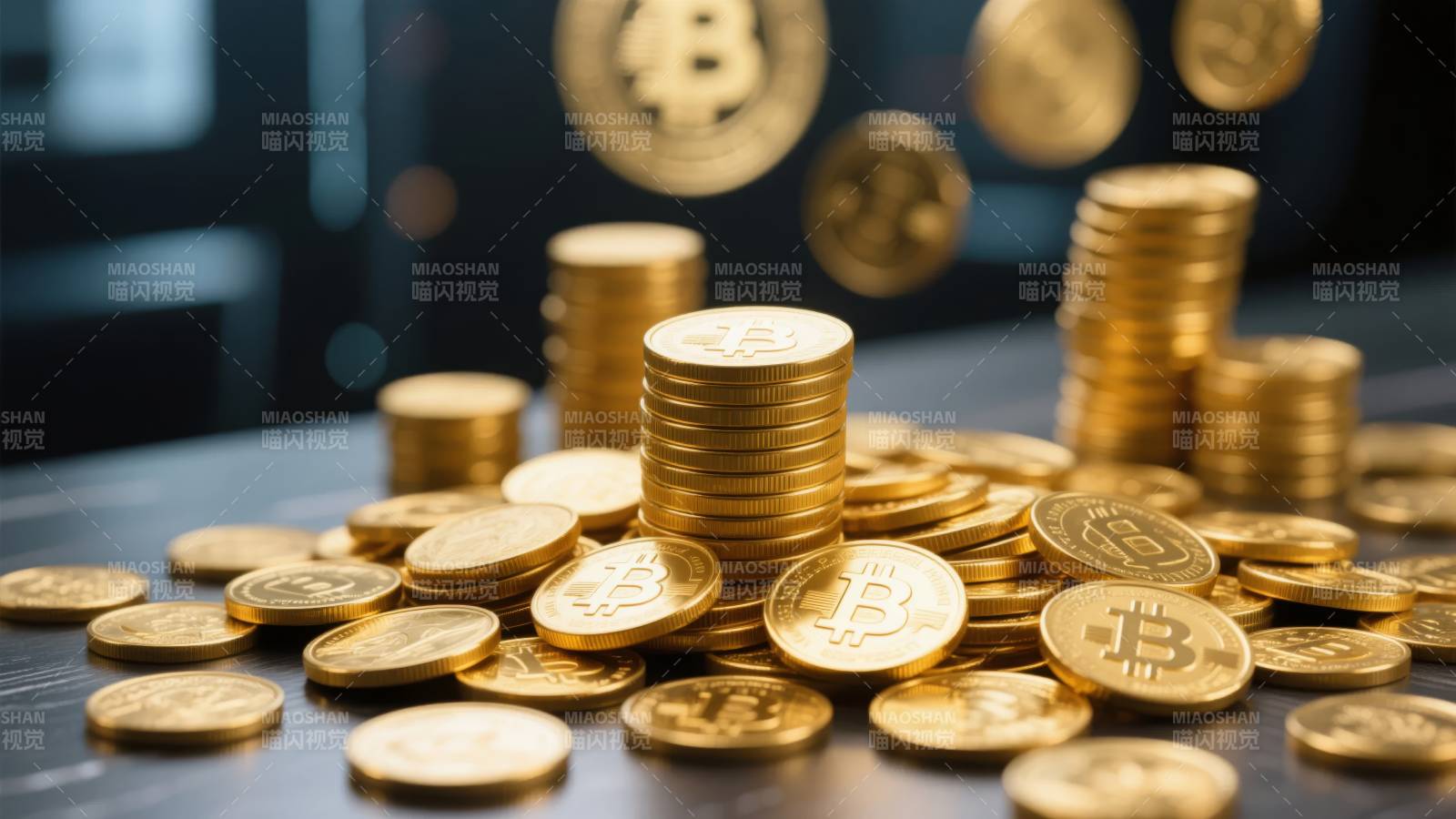 比特币金币堆叠图片