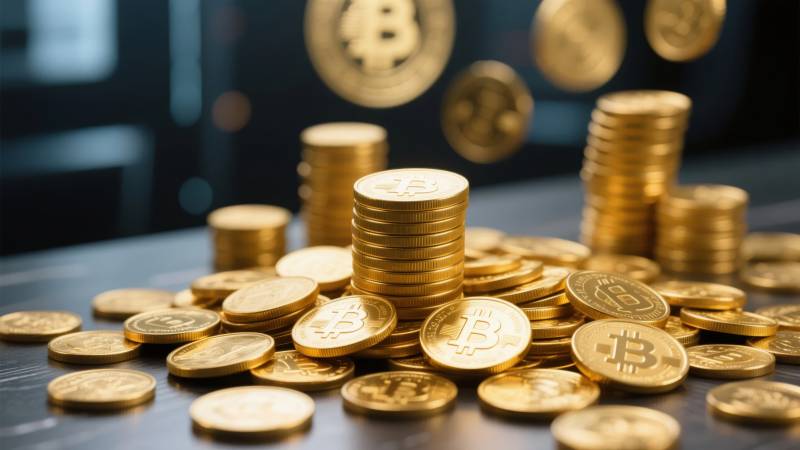 比特币金币堆叠图片