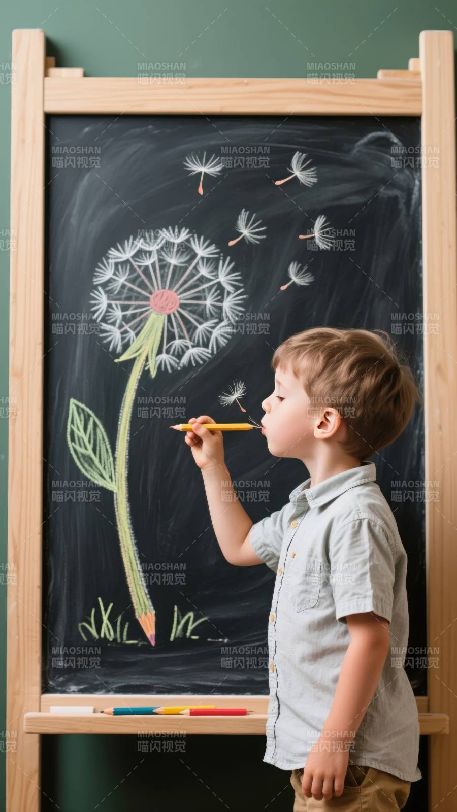 童心绘蒲公英图片