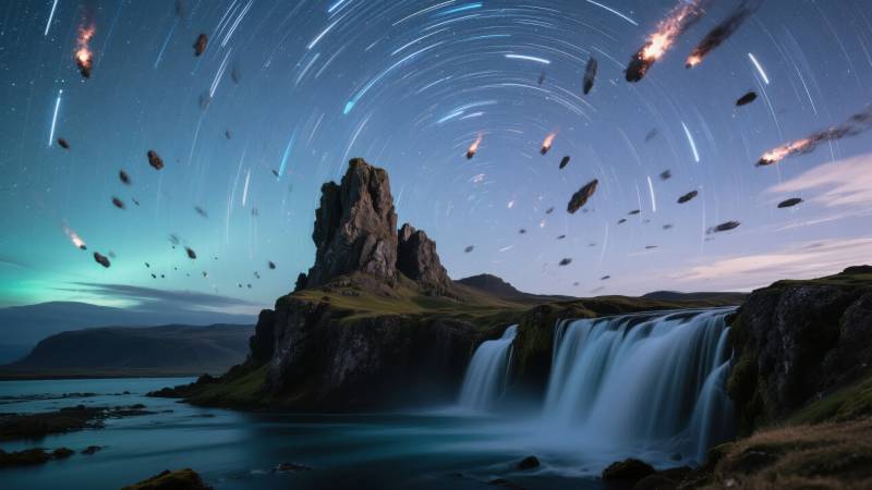星轨瀑布奇景图片