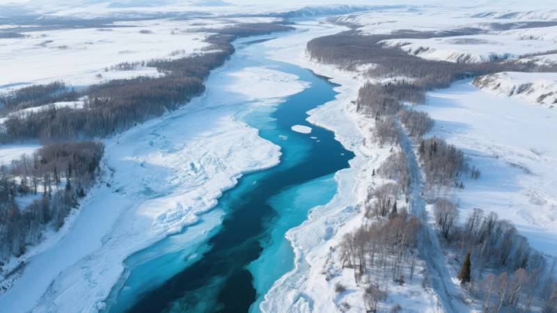 冰河雪原航拍图片