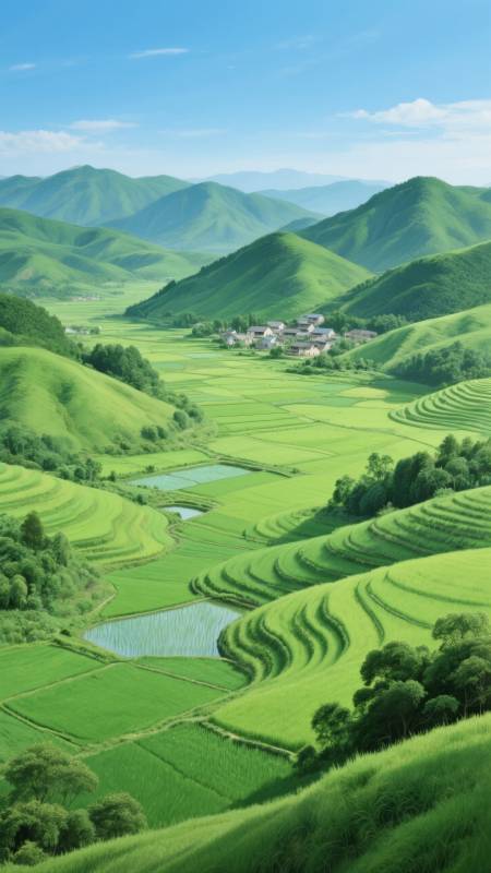 青山绿水田园风光图片