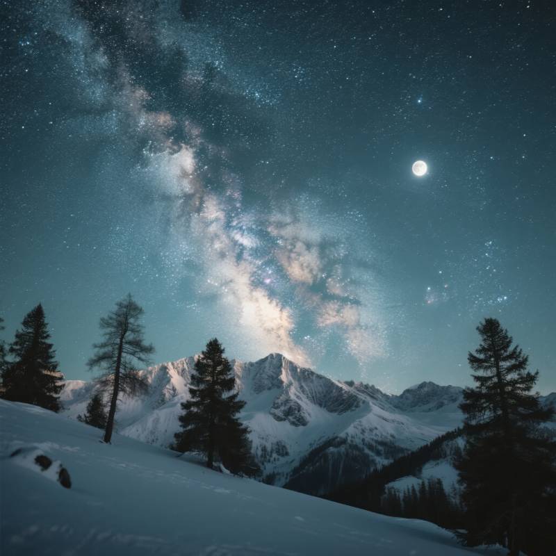 雪山星河夜图片