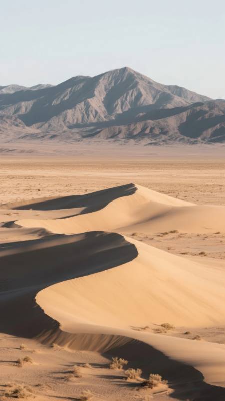 沙漠沙丘与远山图片
