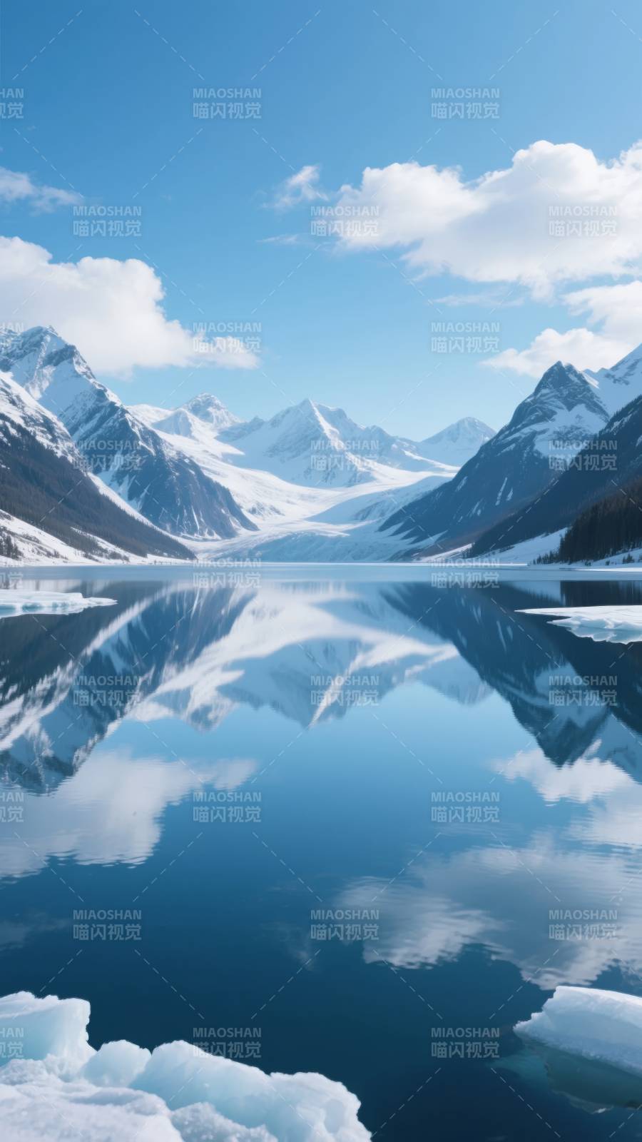 雪山倒影湖光图片