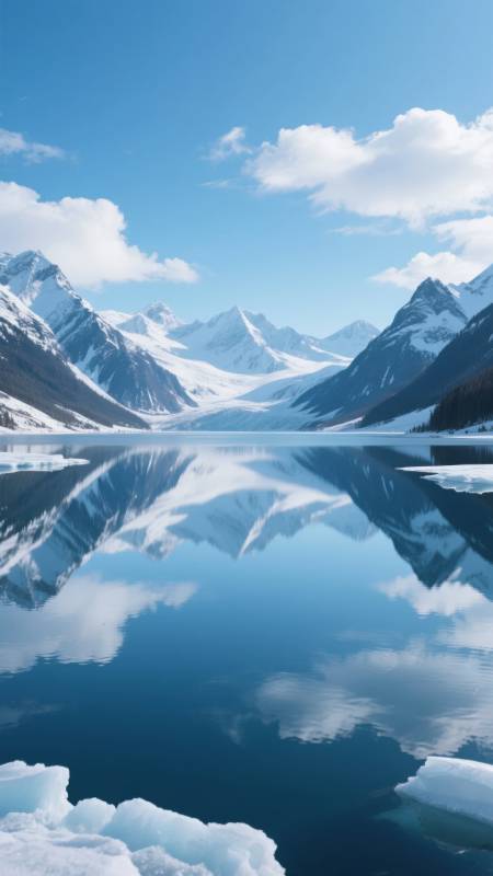 雪山倒影湖光图片