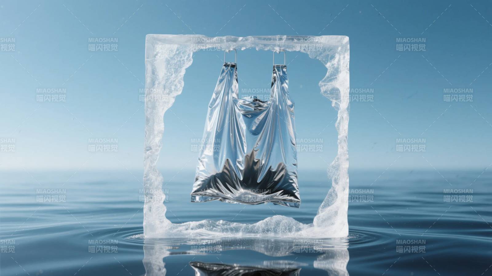 冰框中的塑料袋图片