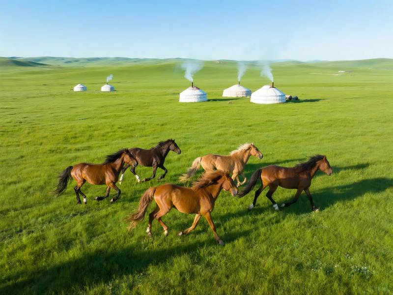 草原奔马图图片