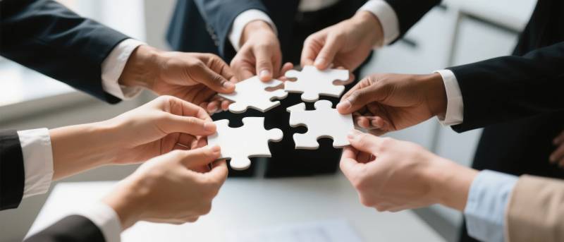 团队协作拼图图片