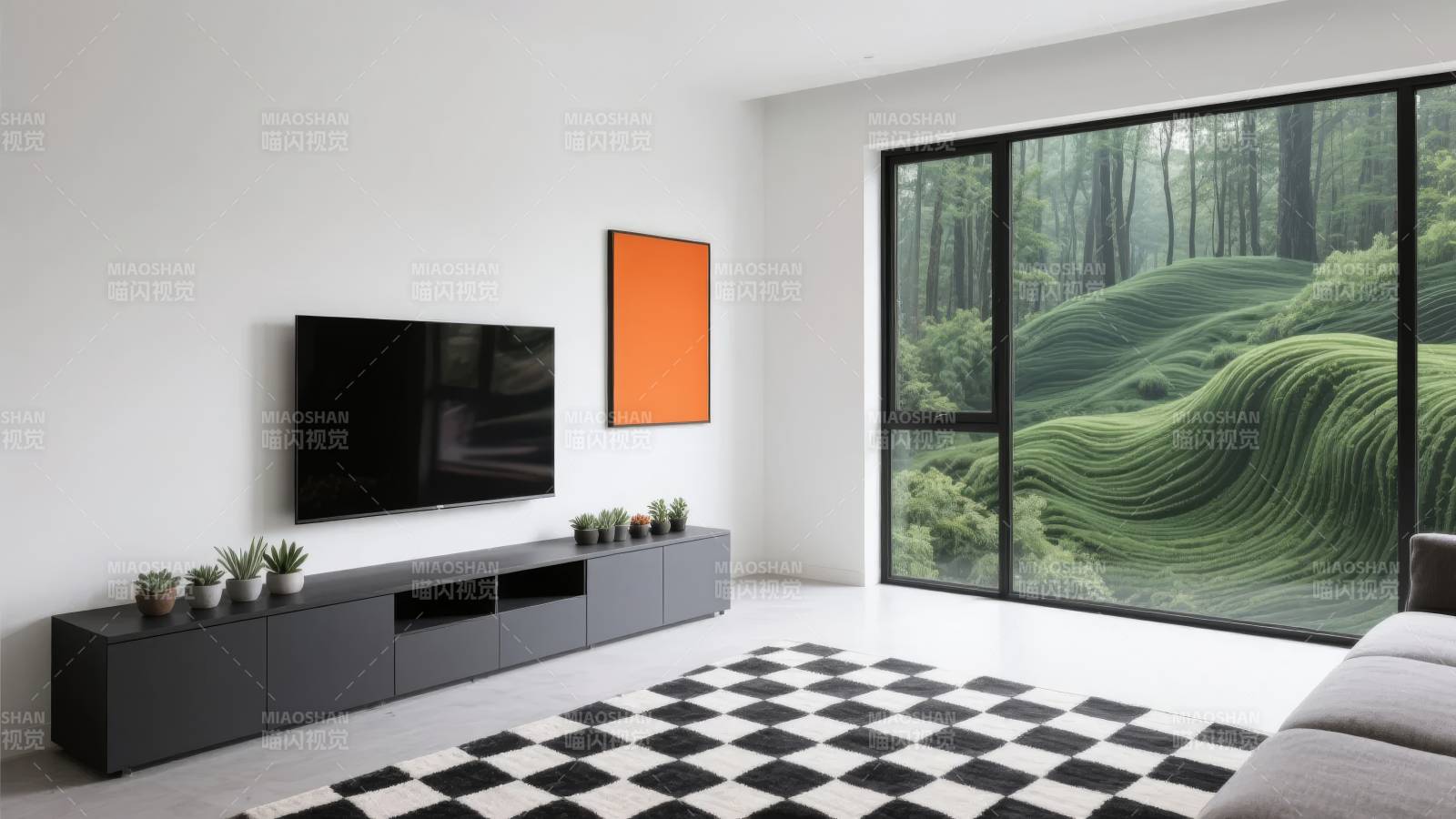 现代客厅风景窗图片