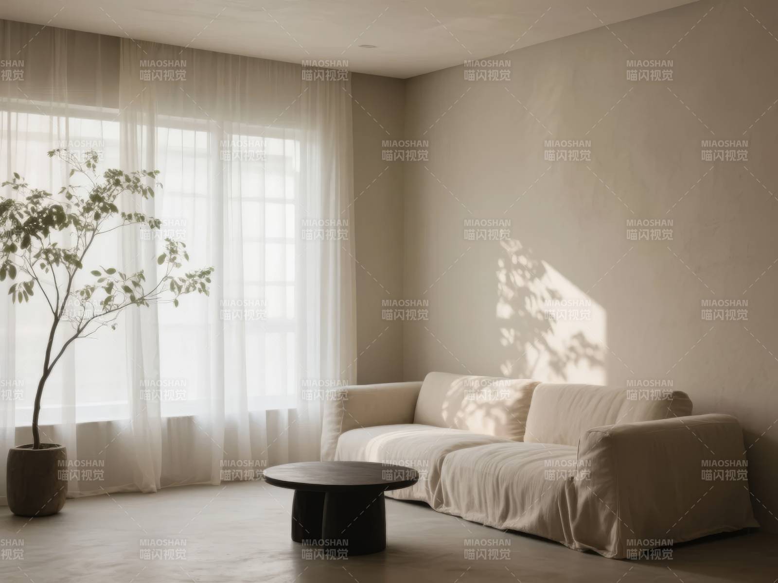 简约客厅光影静谧图片