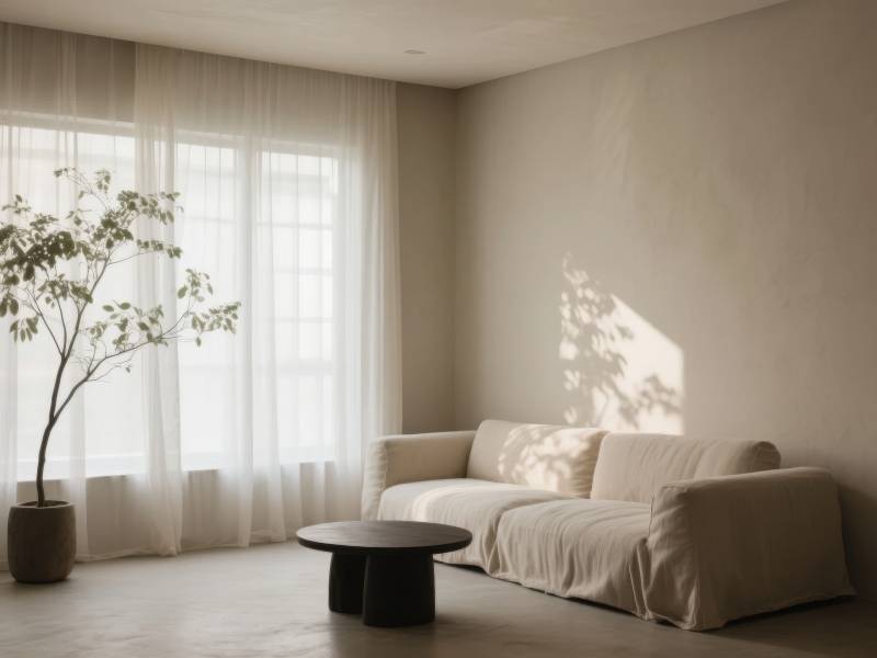 简约客厅光影静谧图片