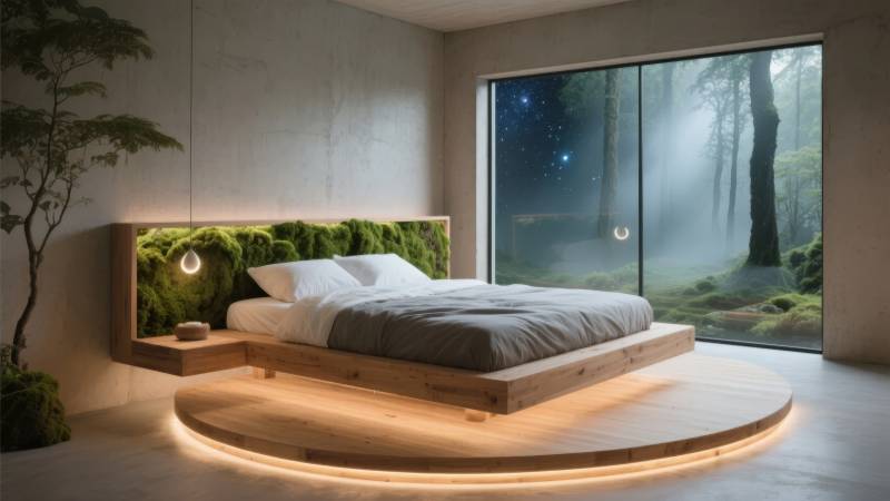 森林夜景卧室图片