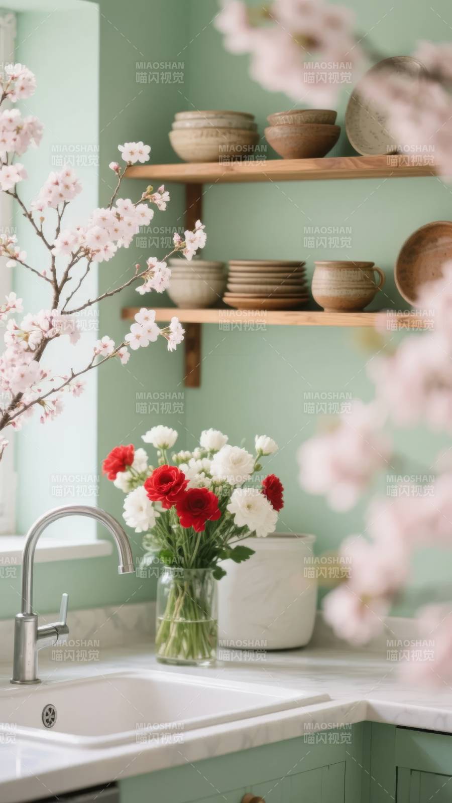 春日厨房花影图片