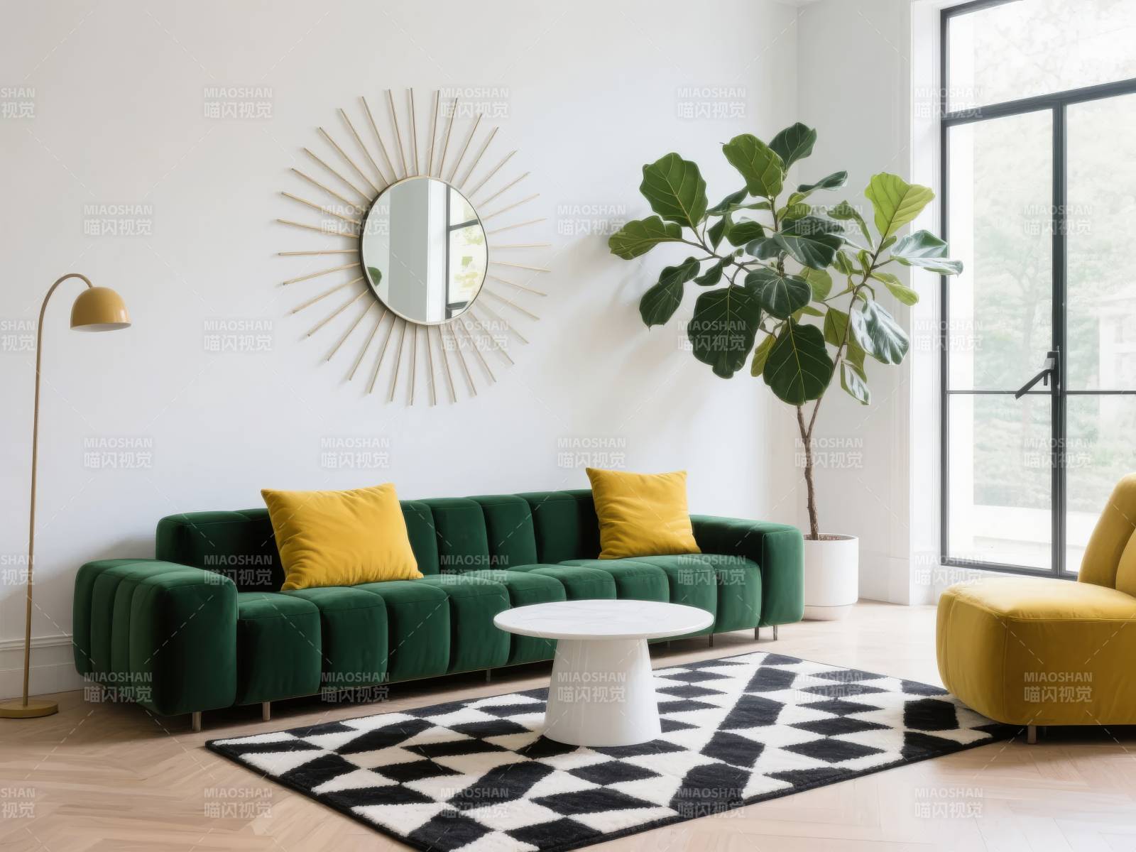 现代客厅绿植装饰图片