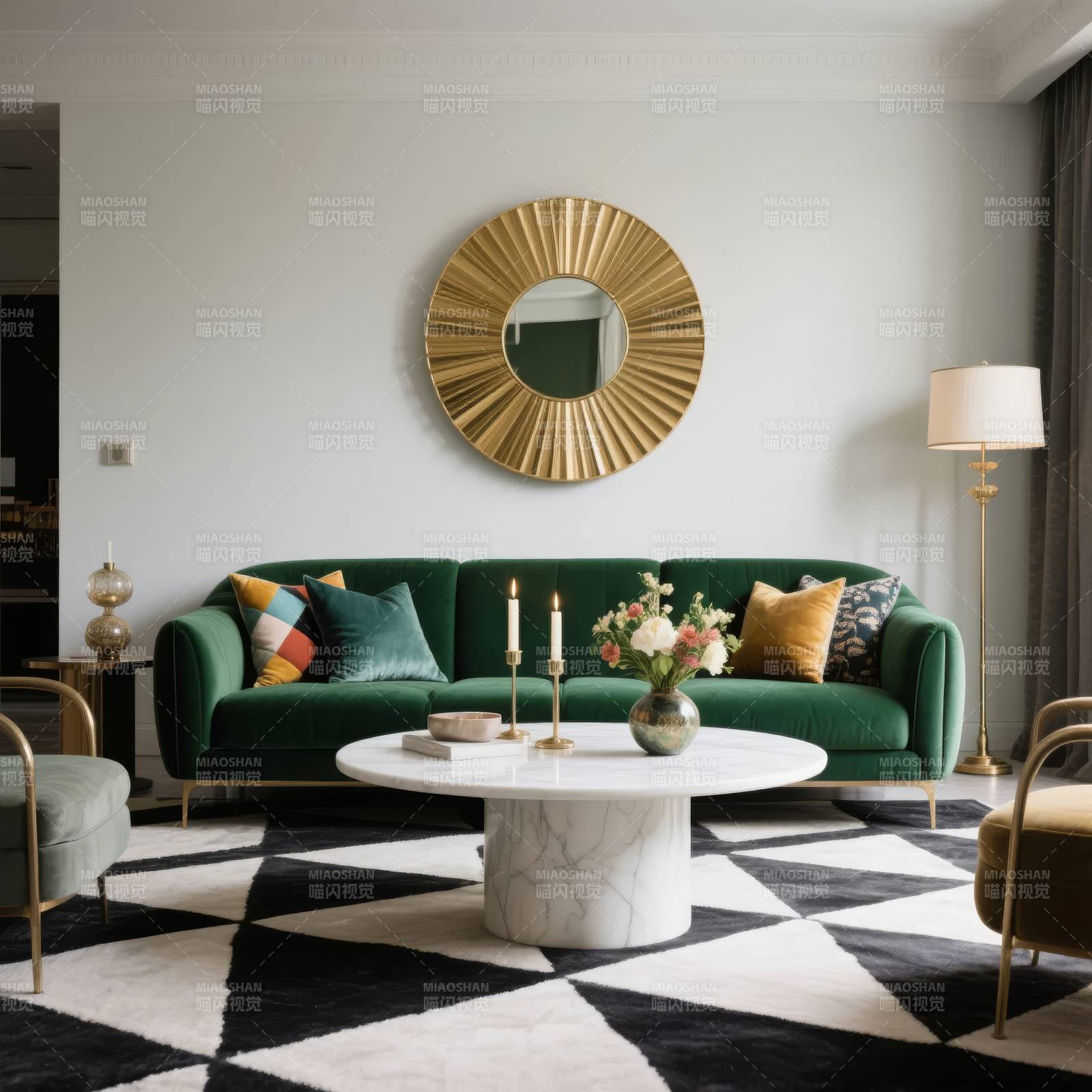 绿沙发客厅设计图片