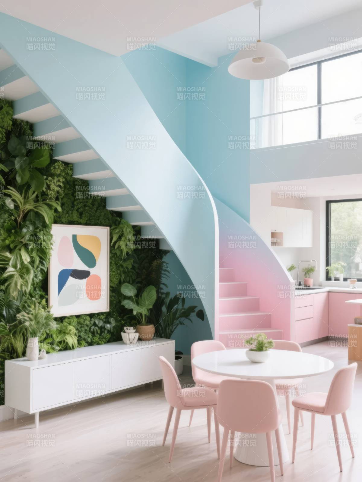 梦幻绿植楼梯餐厅图片