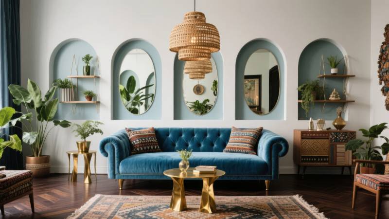 蓝沙发客厅设计图片