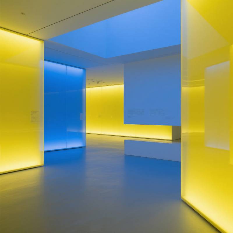 蓝黄光影交错空间图片