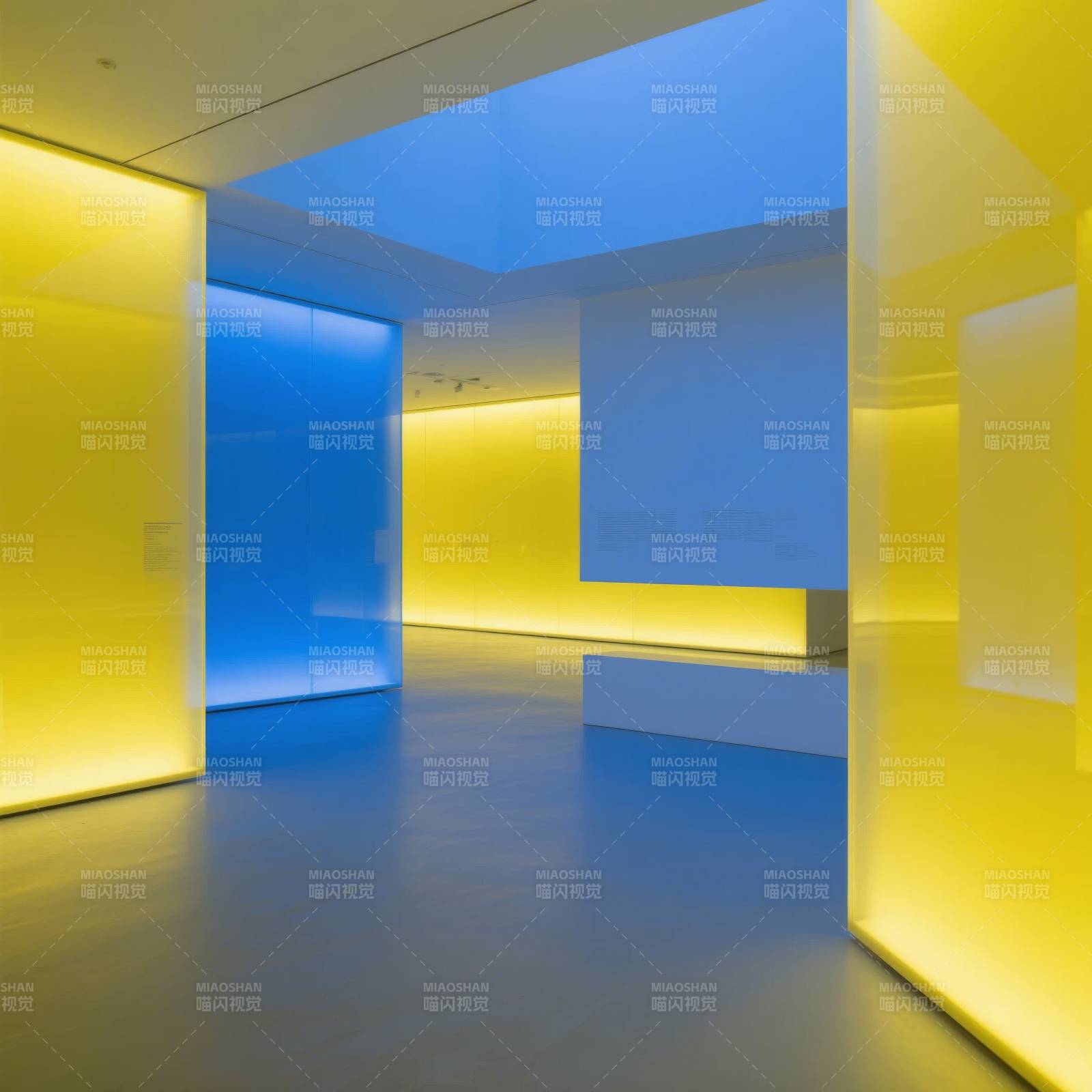 蓝黄光影交错空间图片