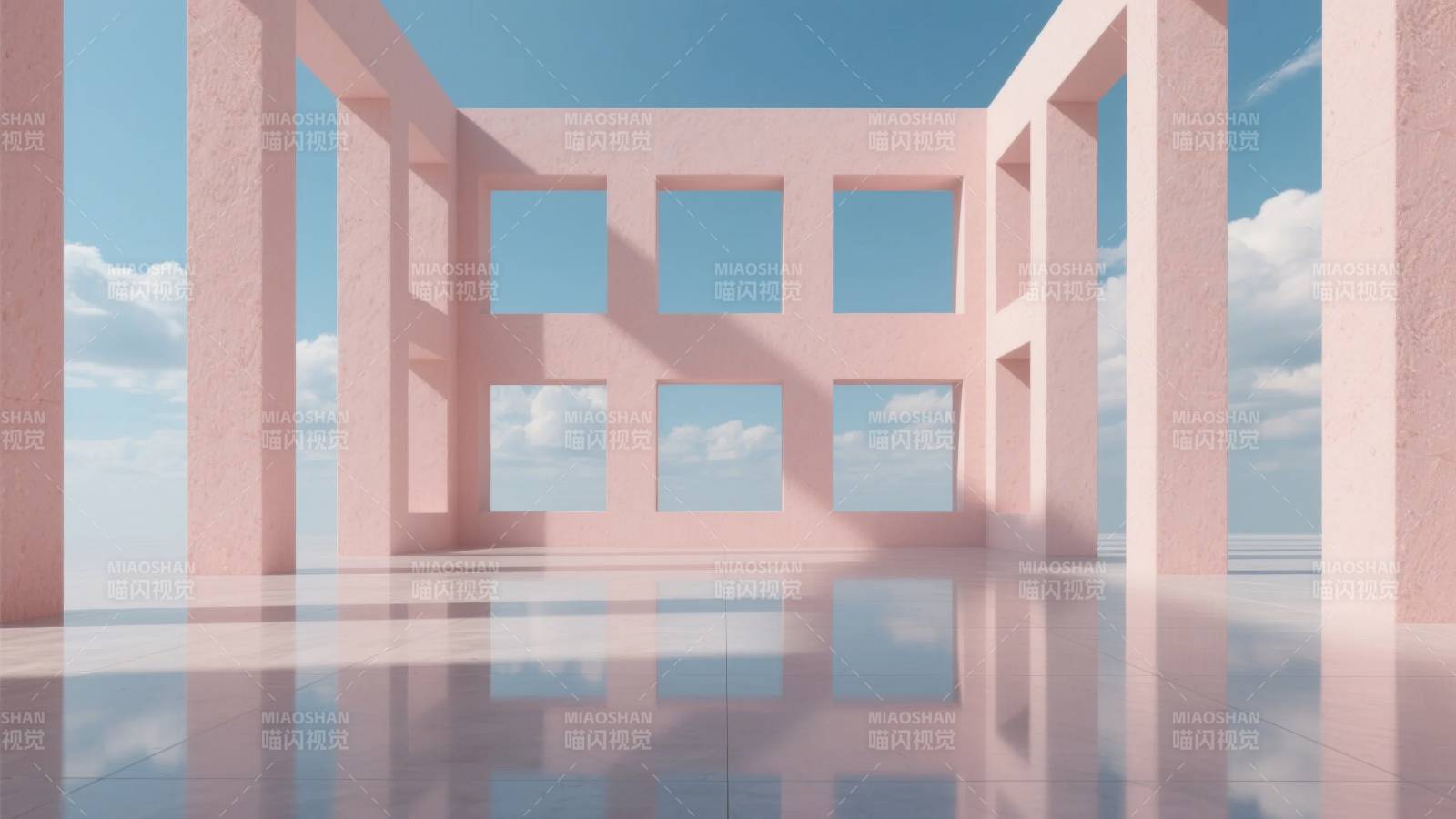 粉色几何建筑图片