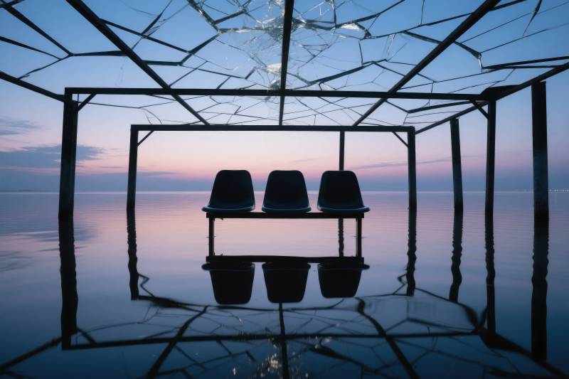 镜面湖畔静坐图片