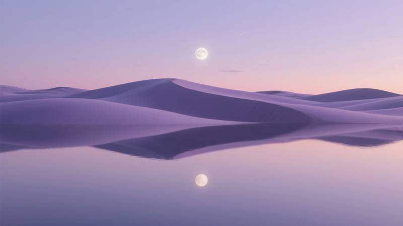 月照沙丘倒影图片