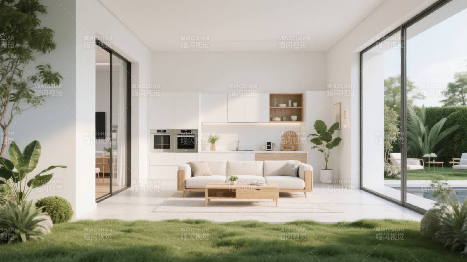 现代简约客厅花园图片