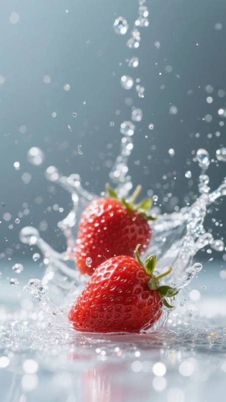 草莓水花飞溅图片