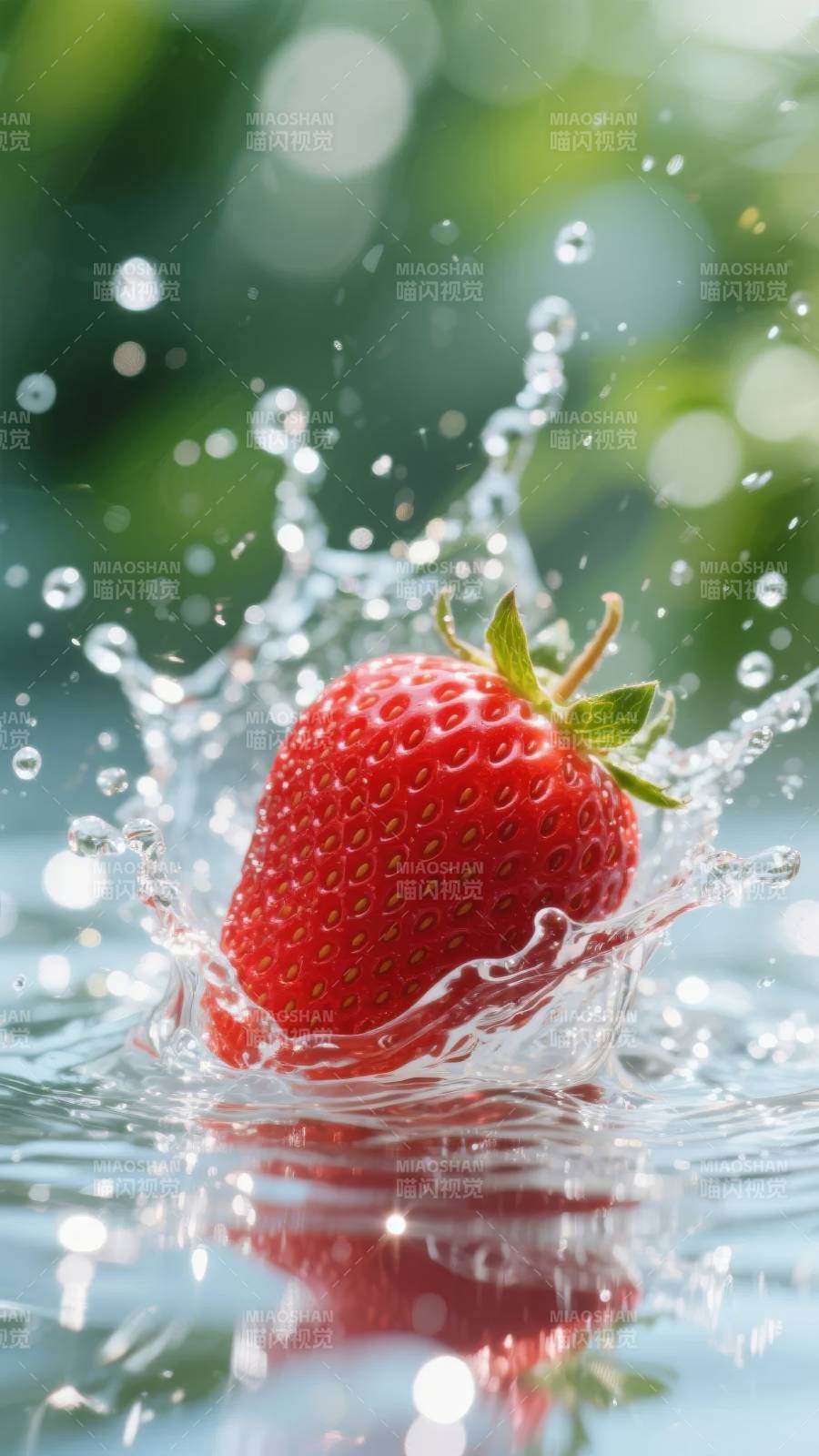 草莓溅水瞬间图片