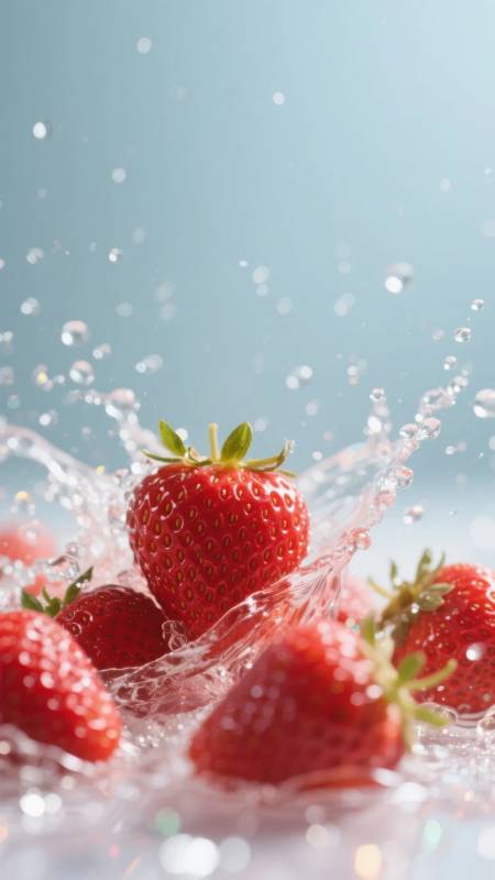 草莓水花飞溅图片