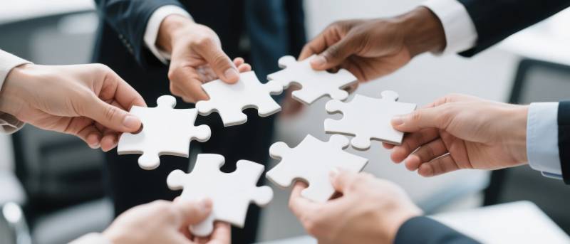 团队协作拼图图片