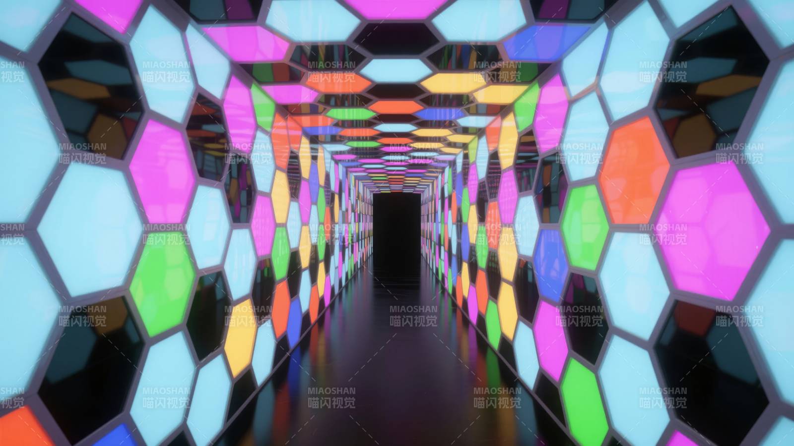 彩色蜂巢隧道图片