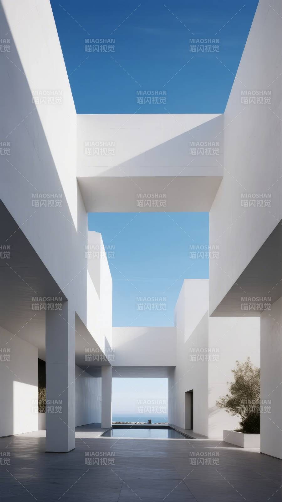 白色建筑庭院图片