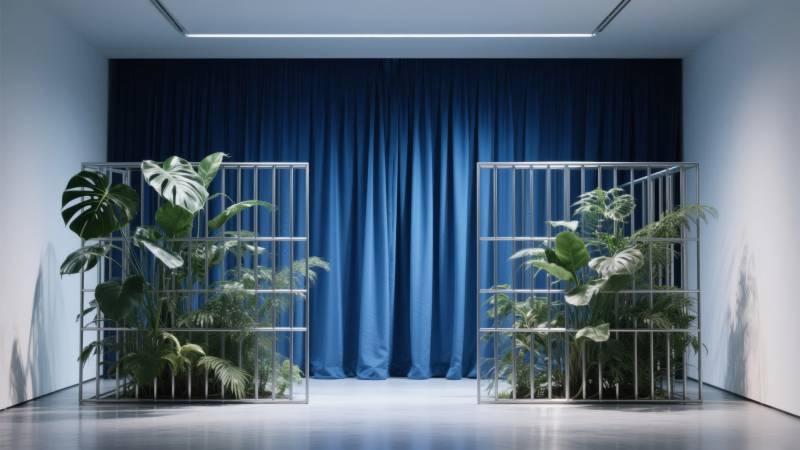 绿植与蓝幕的对话图片