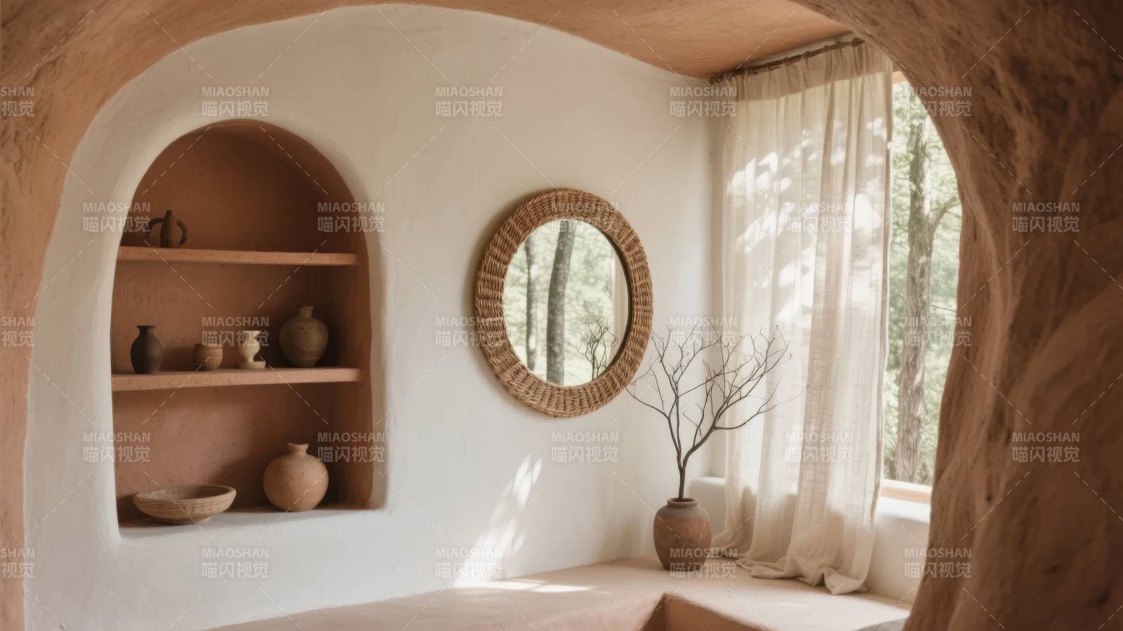 洞穴风卧室静谧一角图片