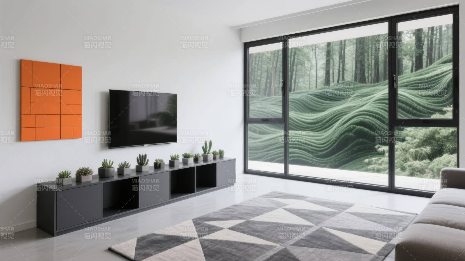 现代客厅风景窗图片