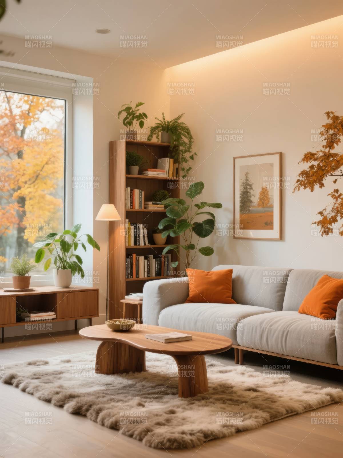 秋日温馨客厅图片