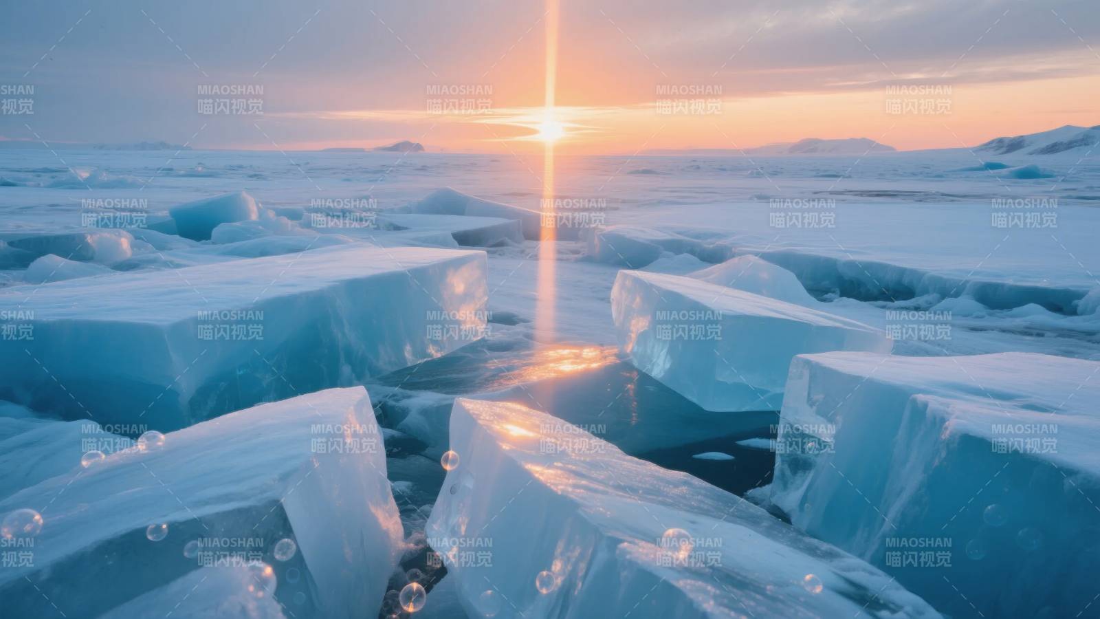 极地冰原日出图片