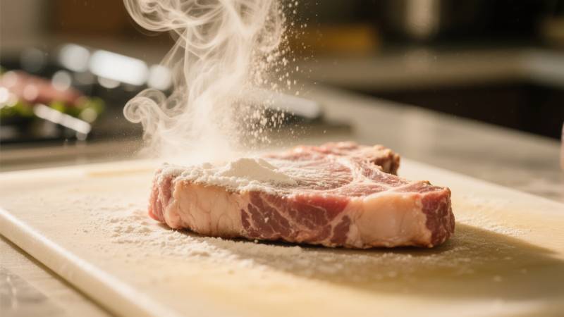 烟雾缭绕的牛排图片