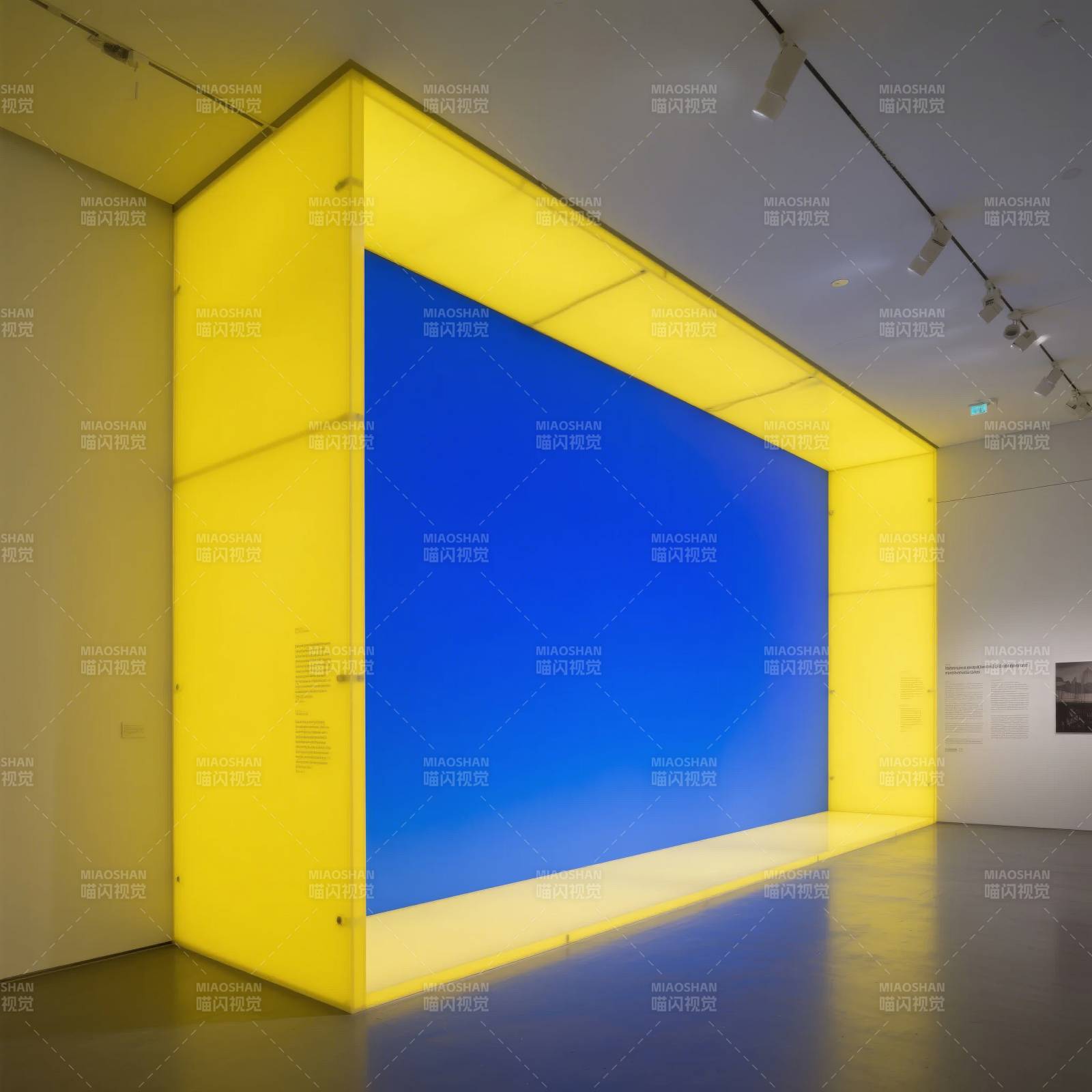 蓝黄光影艺术装置图片