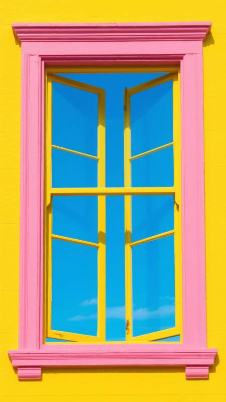 黄墙粉窗映蓝天图片