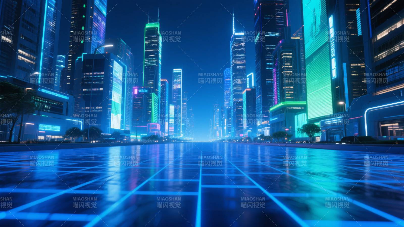 霓虹都市夜景图片