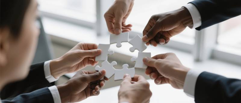 团队协作拼图图片