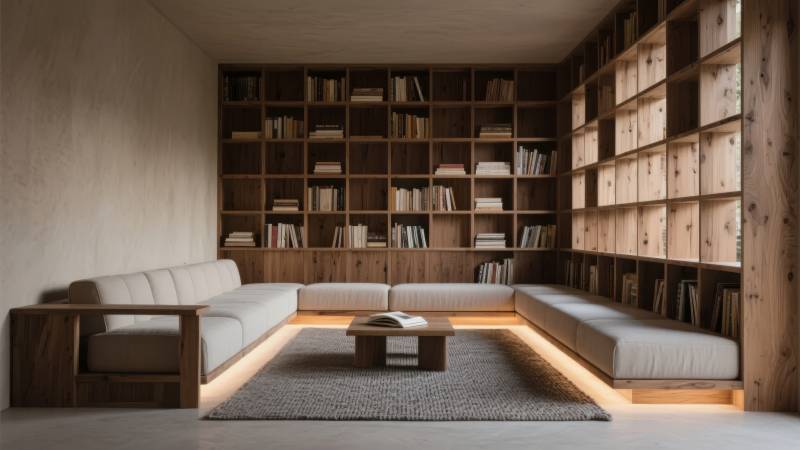 简约木质书房客厅图片