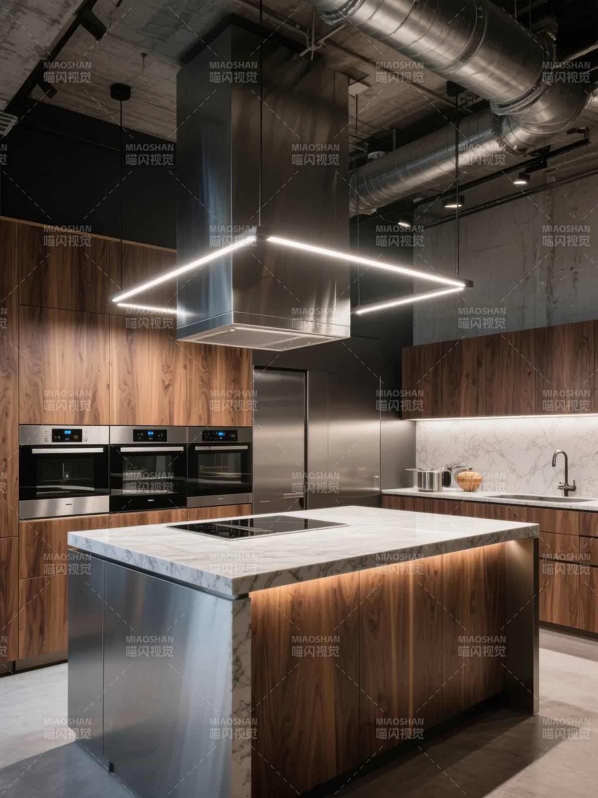 现代工业风厨房图片