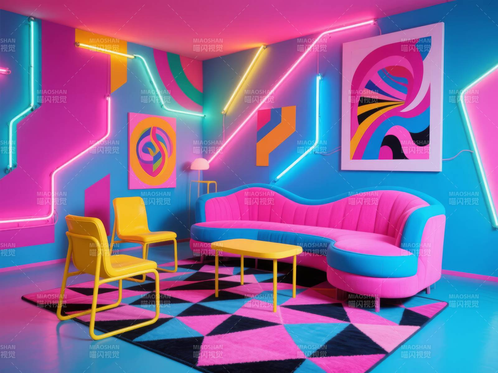 霓虹幻彩客厅图片